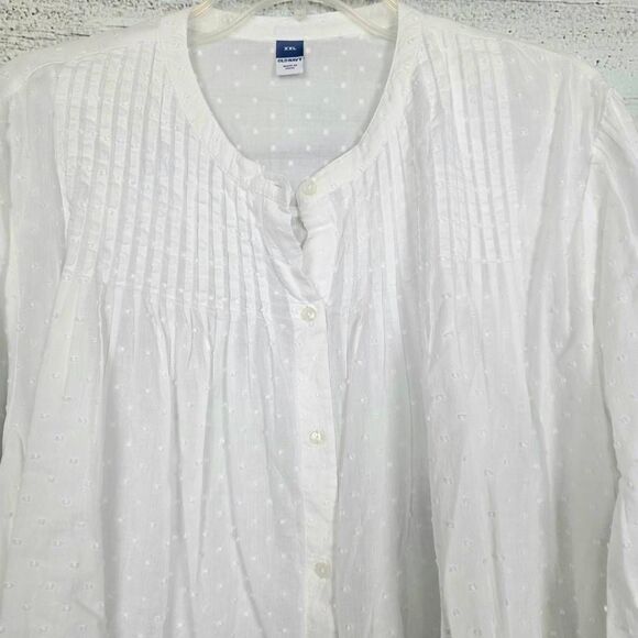 Old Navy XXL White Swiss Dot Button Front Blouse - Picture 2 of 7